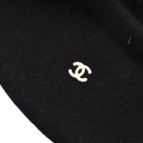 Chanel Black Hat Beret Small Good 98P main image 7